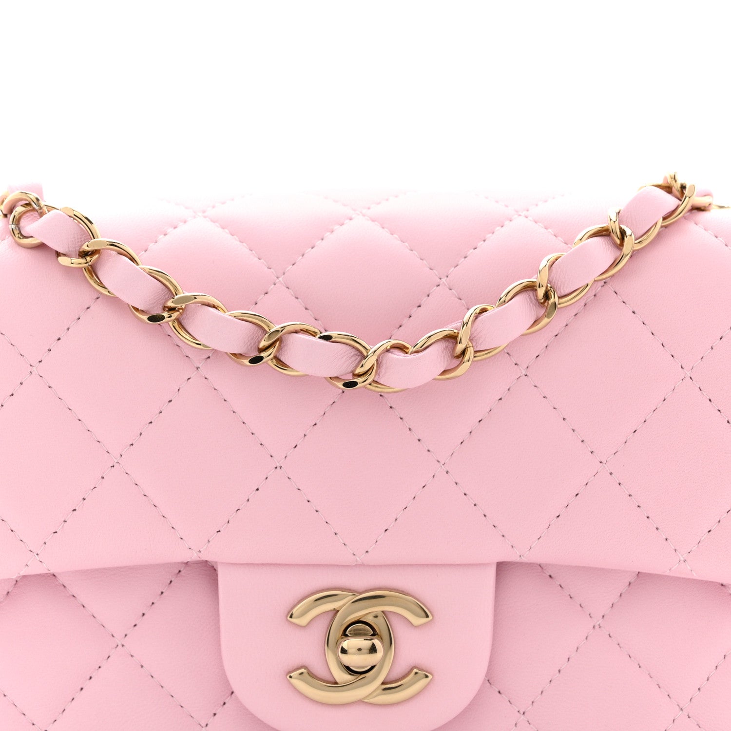 Chanel Lambskin Quilted Mini Rectangular Flap Pink 8 of 11