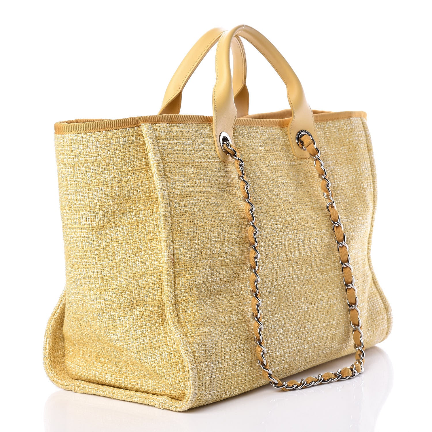 Chanel Canvas Medium Deauville Tote Light Yellow 3 of 11
