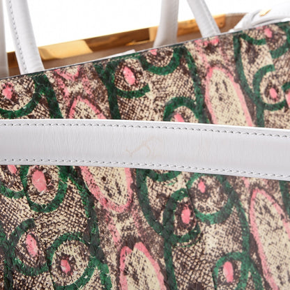 Fendi Snakeskin Canvas Medium 2Jours Tote Giada Rosa 10 of 15