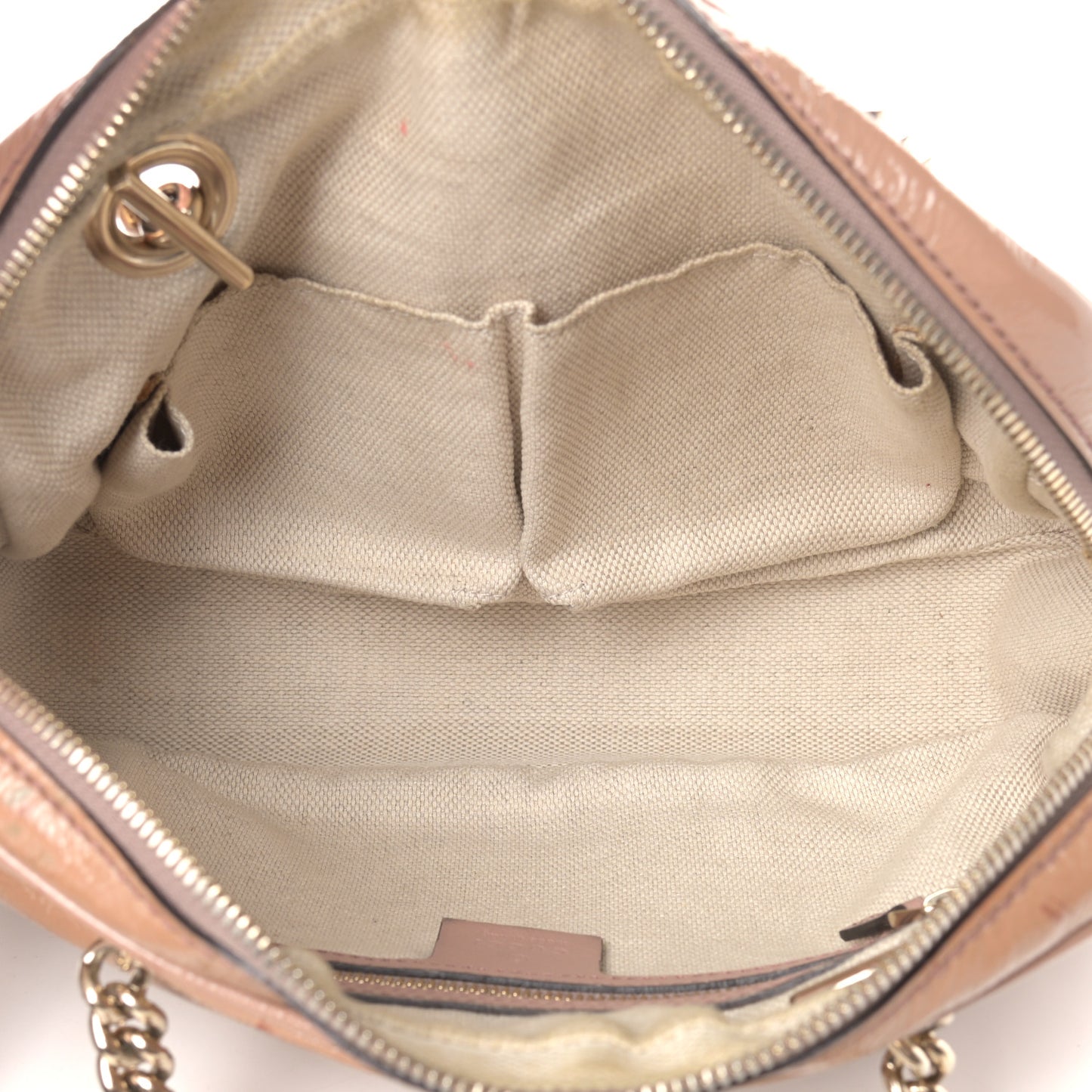 Soft Patent Small Soho Bowler Dark Cipria