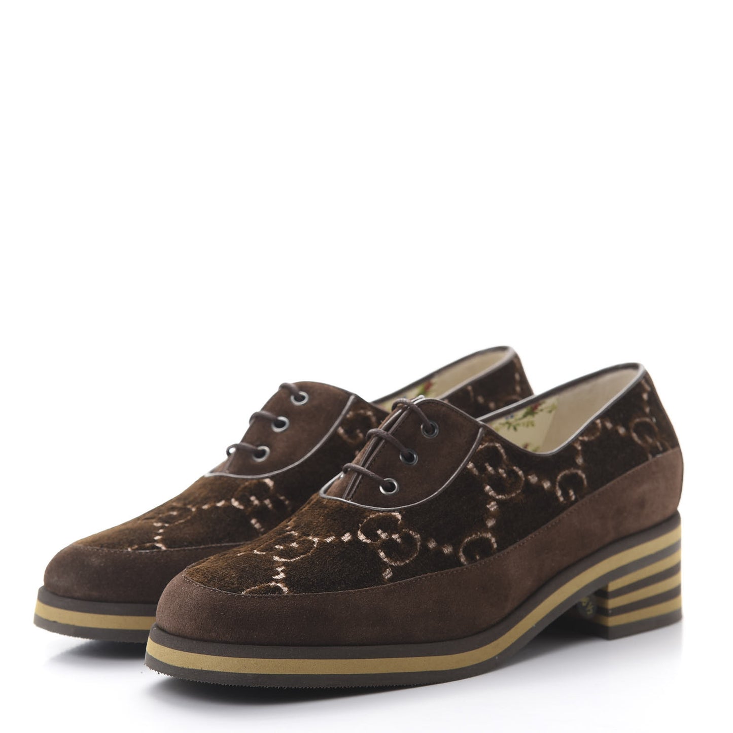 Velvet GG Monogram Thompson Derby Loafers 36.5 Vintage Cocoa Brown
