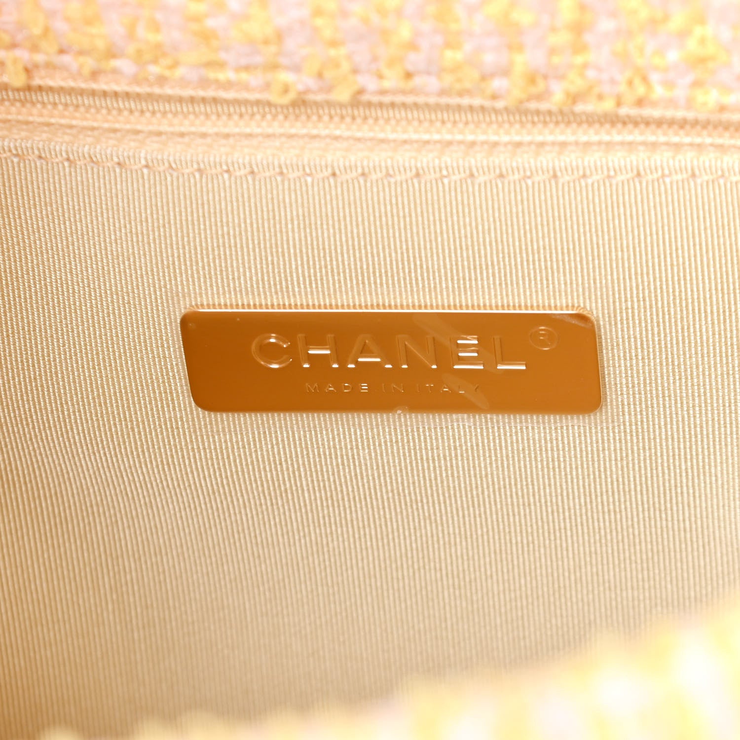 Chanel Tweed Quilted Large Chanel 19 Flap Yellow 6 of 9