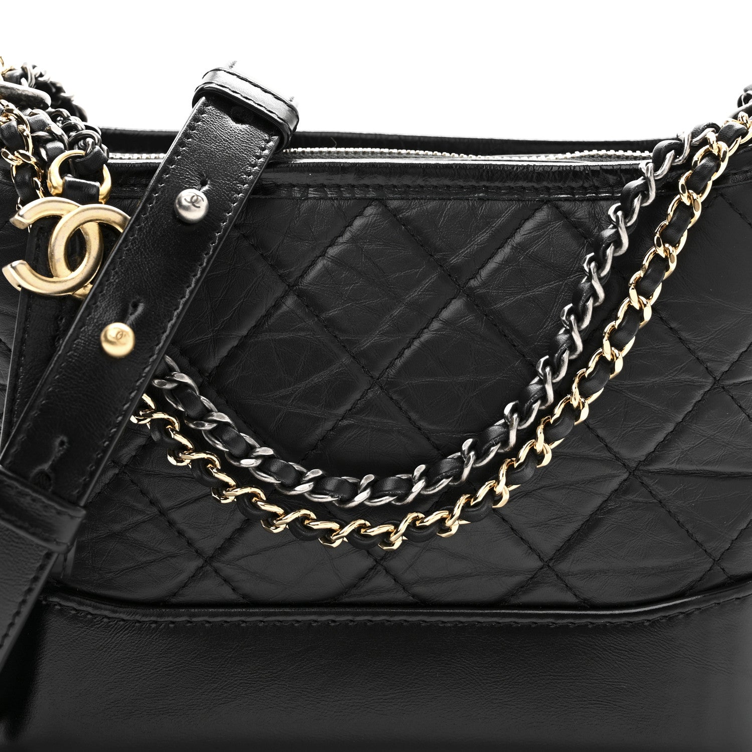 Chanel Aged Calfskin Quilted Small Gabrielle Hobo Black 8 of 10