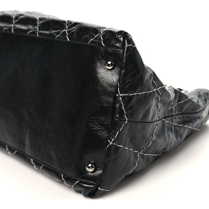 Chanel Glazed Goatskin Double Contrast Stitch Tote Black 10 of 10