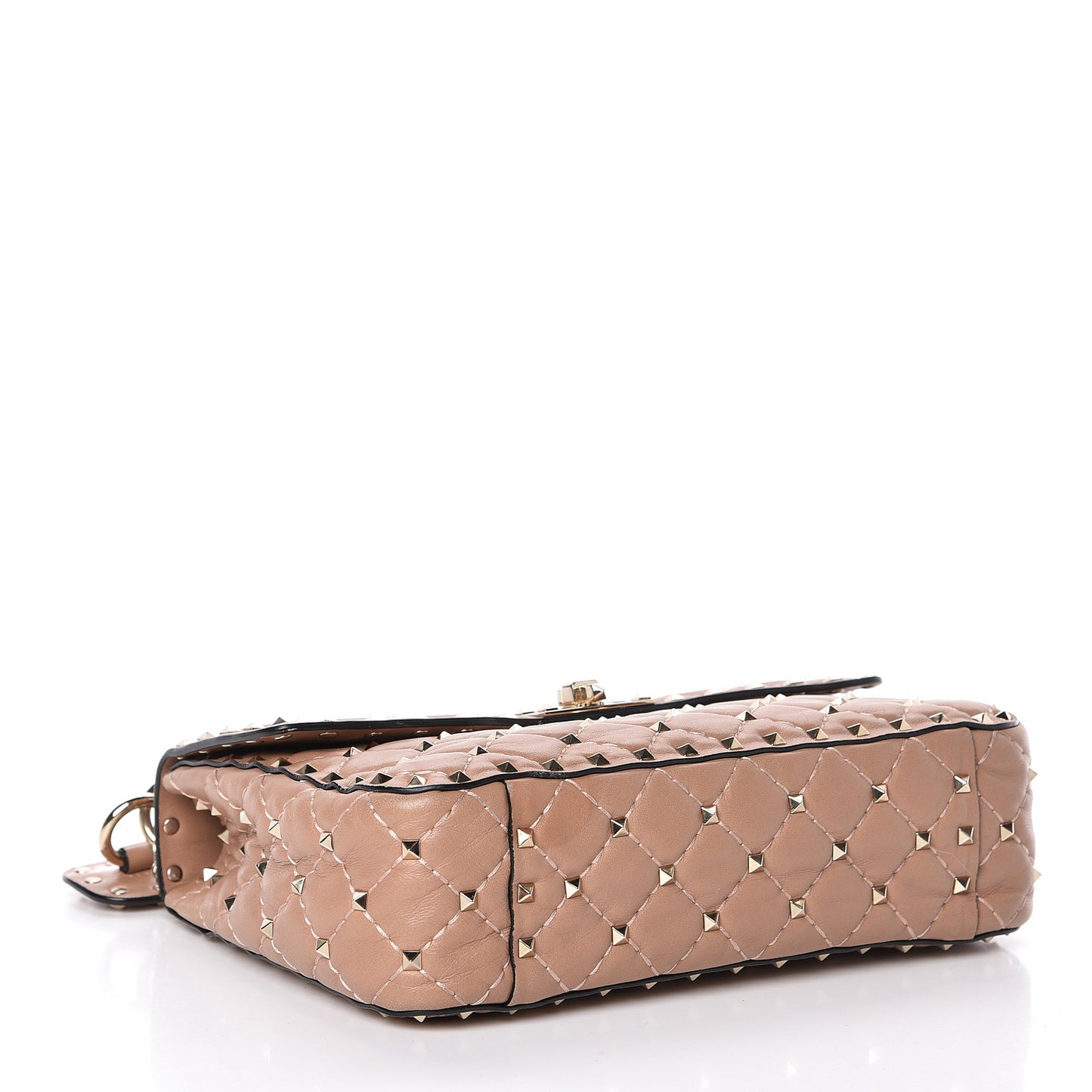 Nappa Medium Rockstud Spike Shoulder Bag Camel Rose