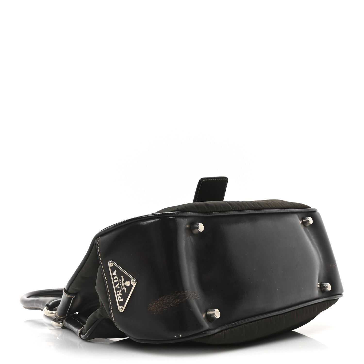 Prada Tessuto Nylon Calfskin Shoulder Bag Mimetico Moro 4 of 9