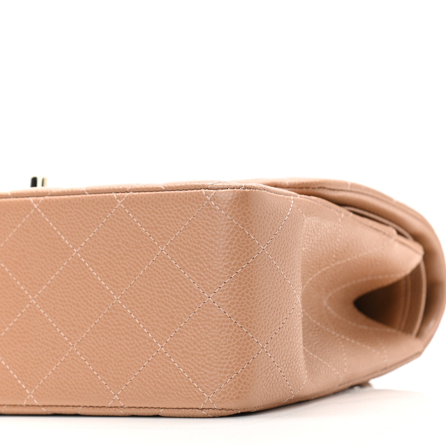 Caviar Quilted Jumbo Double Flap Beige