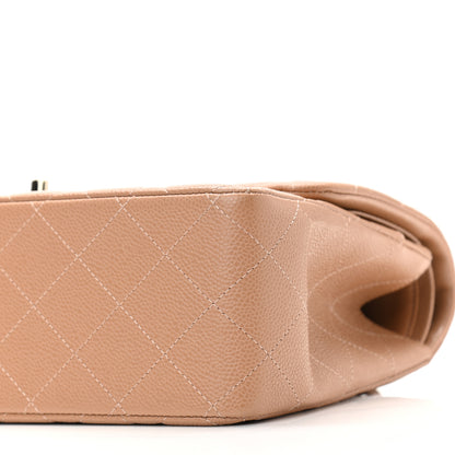 Chanel Caviar Quilted Jumbo Double Flap Beige 10 of 11