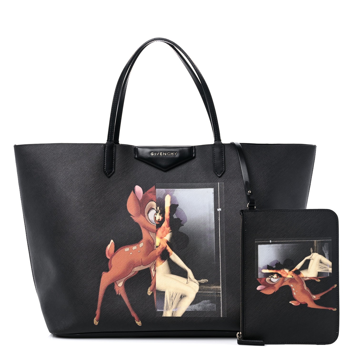 Givenchy Textured Coated Canvas Bambi Print Large Antigona Tote Black 1 of 16