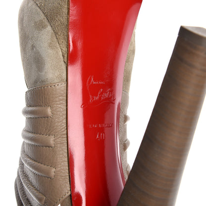 Christian Louboutin Suede Calfskin Bye Bye 160 Cutout Ankle Booties 40 Beige 6 of 8