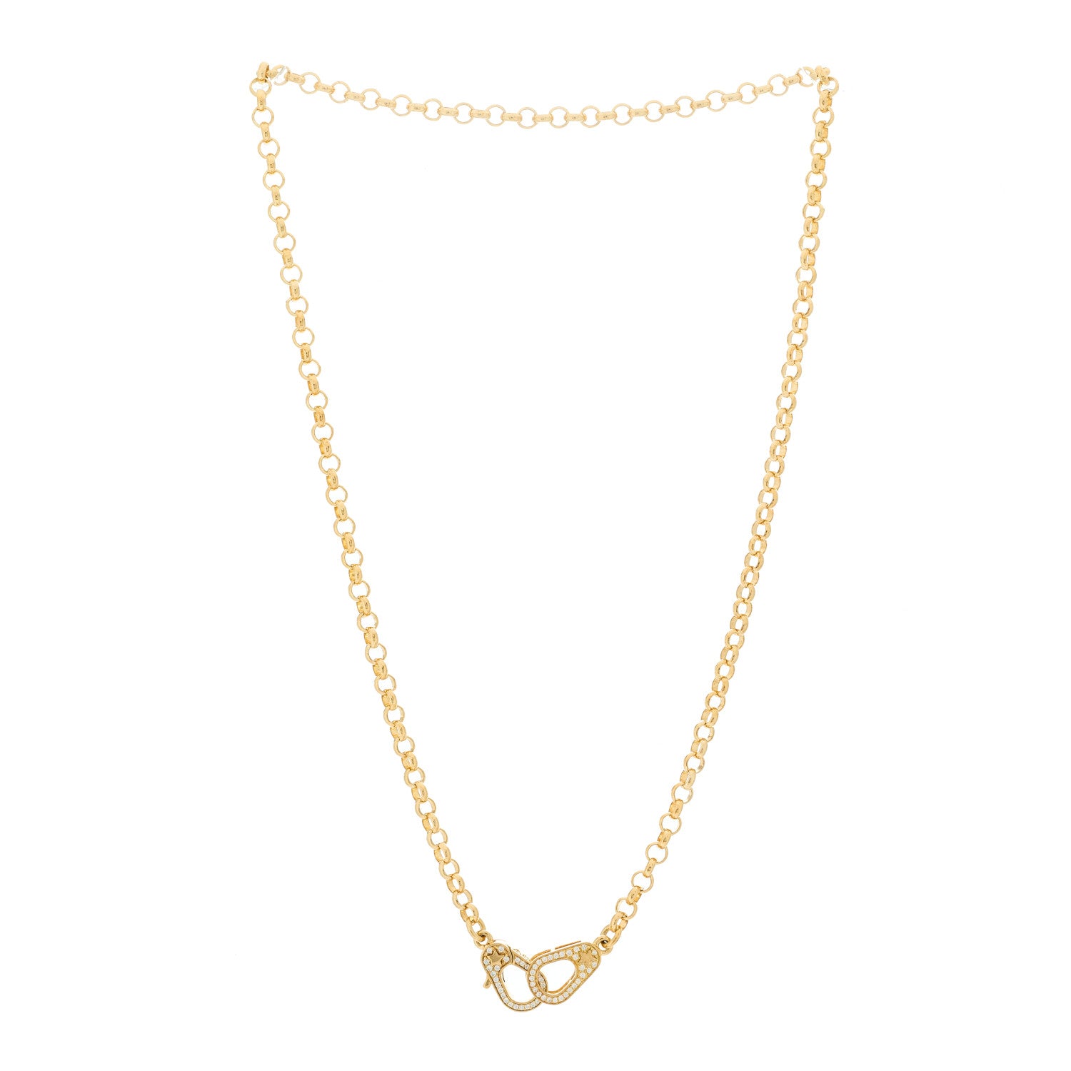 Foundrae 18K Yellow Gold Diamond Heavy Belcher Sister Hook Chain Necklace 3 of 5