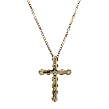 Tiffany 18K Yellow Gold Diamond .42ct Cross Pendant Necklace 5 of 7