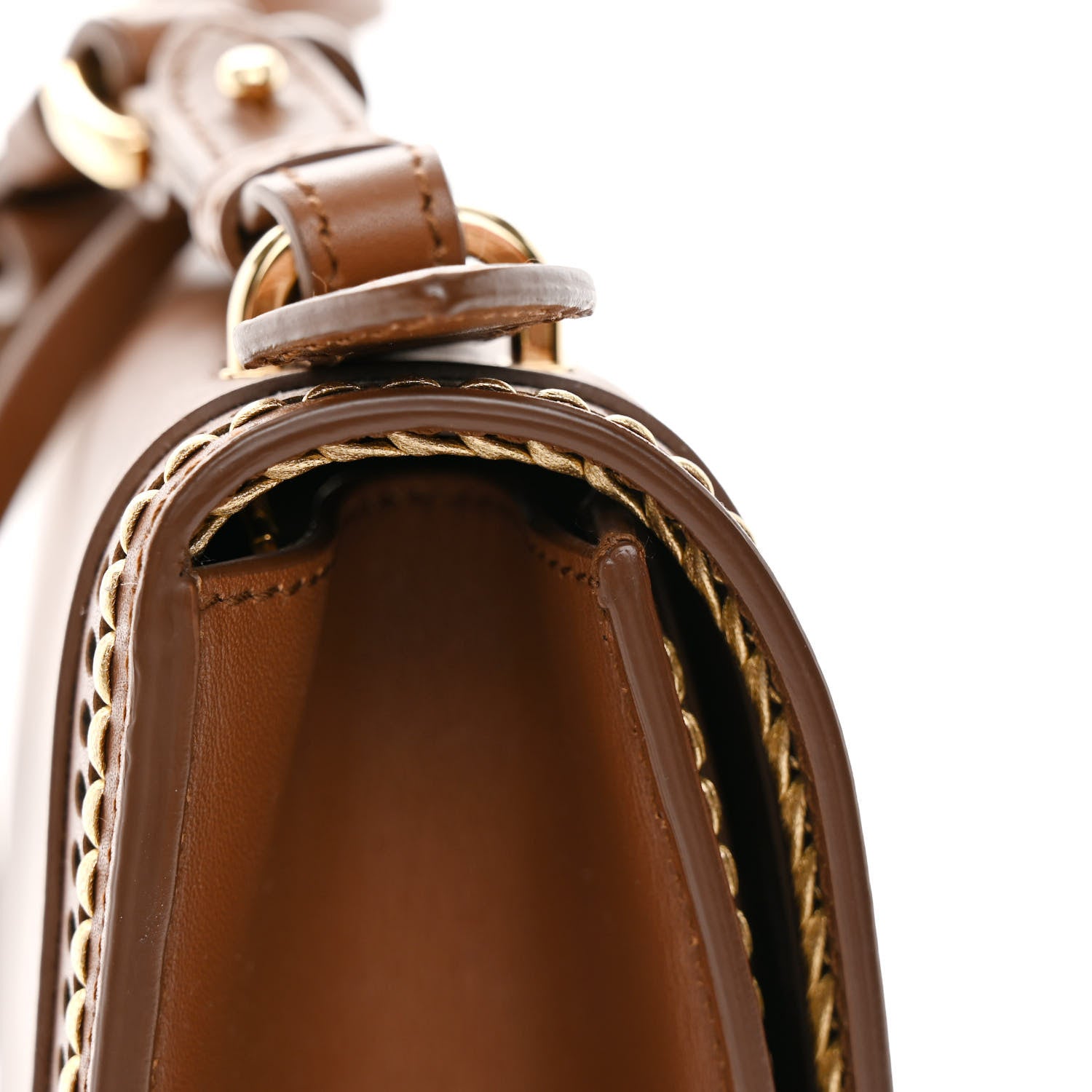 Salvatore Ferragamo Smooth Calfskin Stitched Aileen Gancio Lock Shoulder Bag Brown 10 of 11