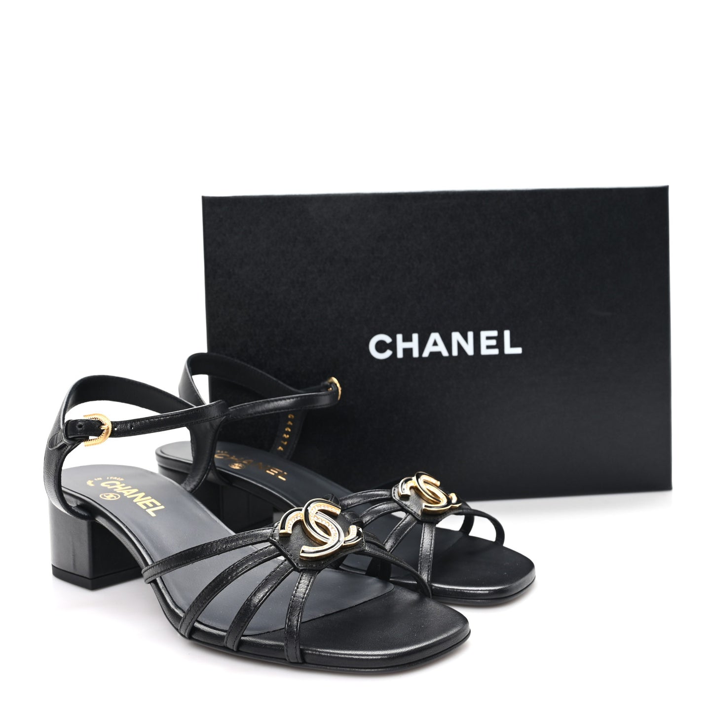 Lambskin Crystal CC Sandals 40 Black