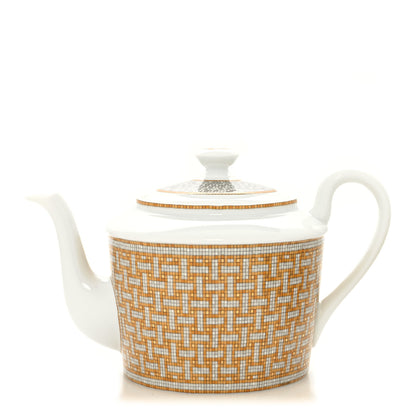 Hermes Porcelain 24 Gold Mosaique Teapot Cup Set Gold 2 of 18