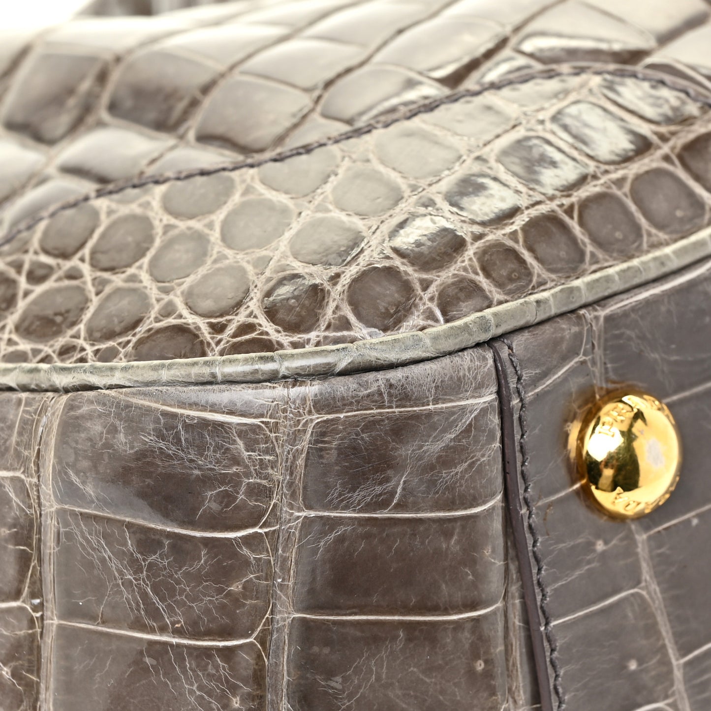 Crocodile Frame Shoulder Bag Grigio