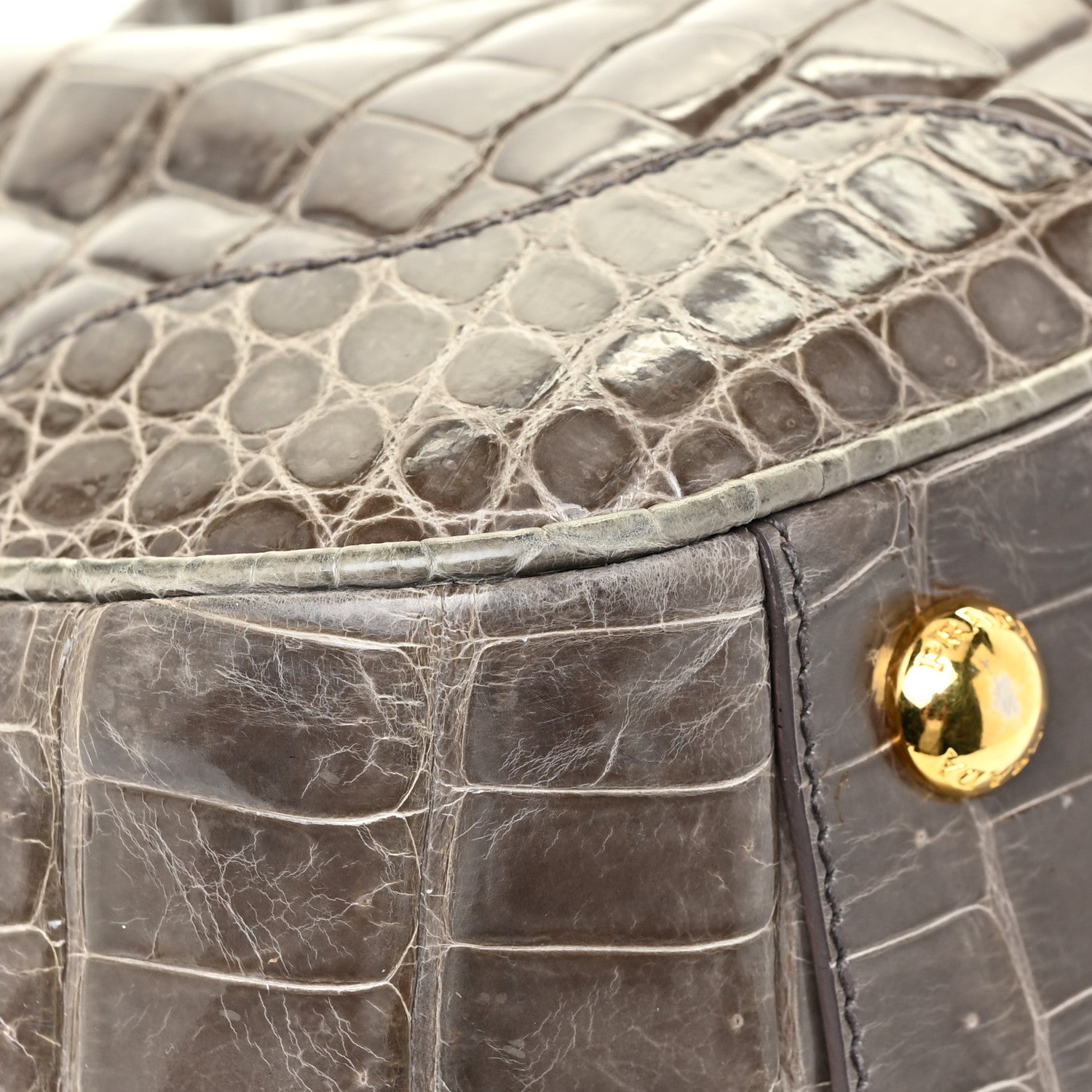 Prada Crocodile Frame Shoulder Bag Grigio 11 of 13