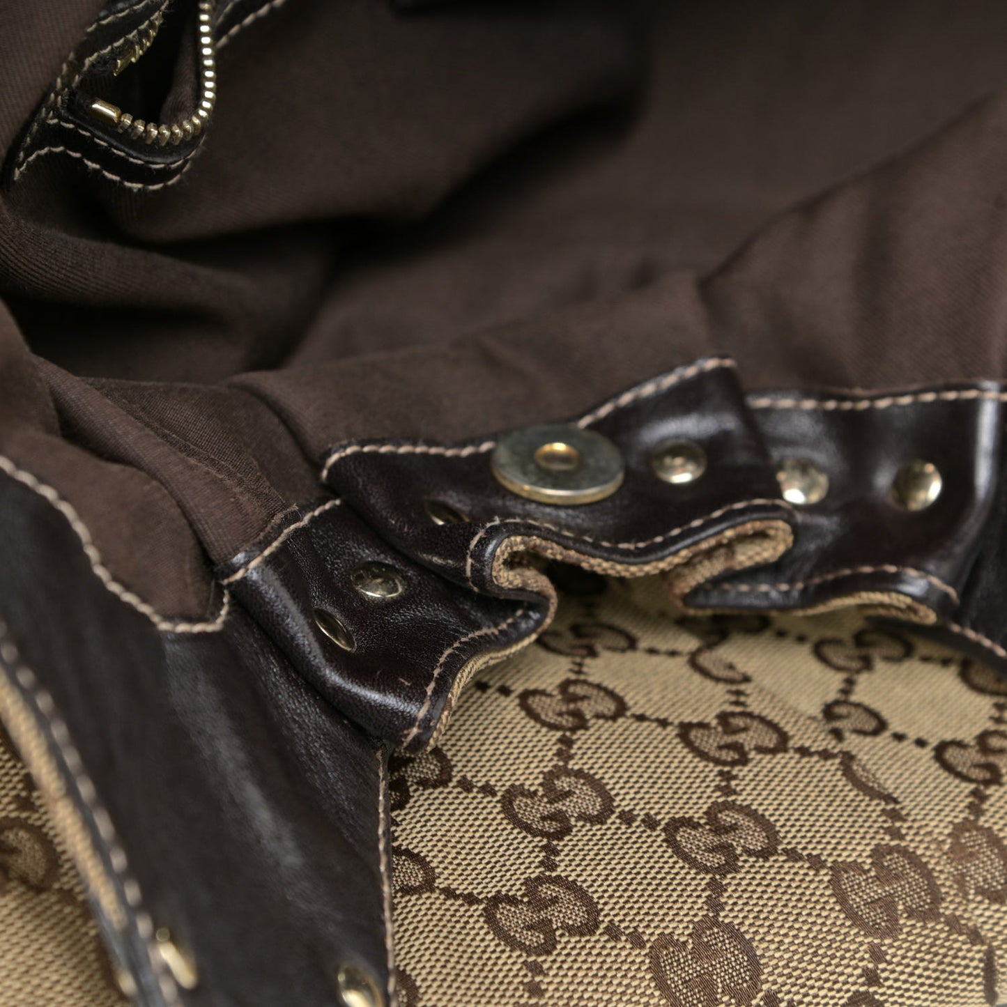Monogram Studded Pelham Tote Dark Brown