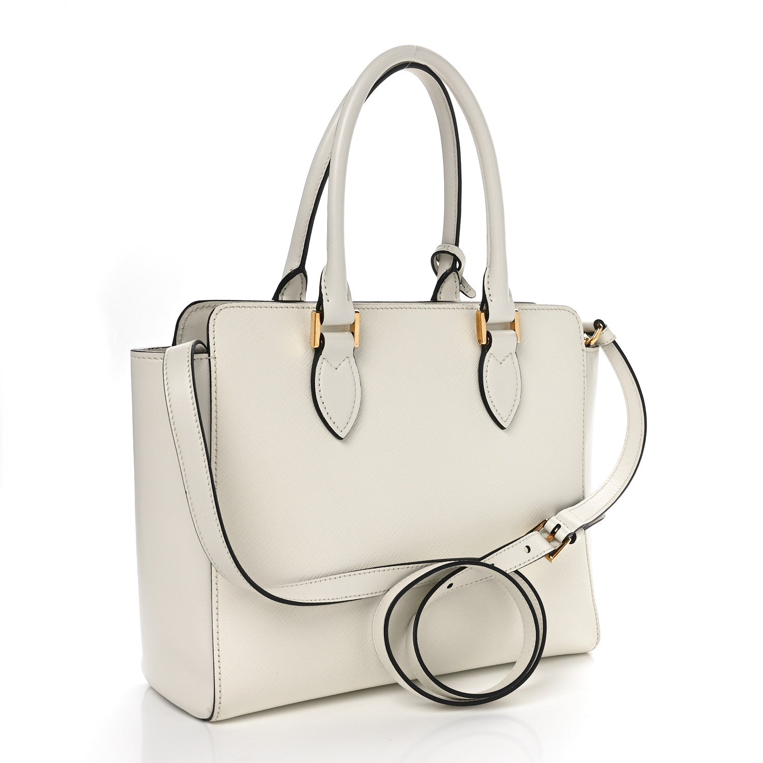 Prada Saffiano Soft Calfskin Small Zippered Tote White 2 of 9