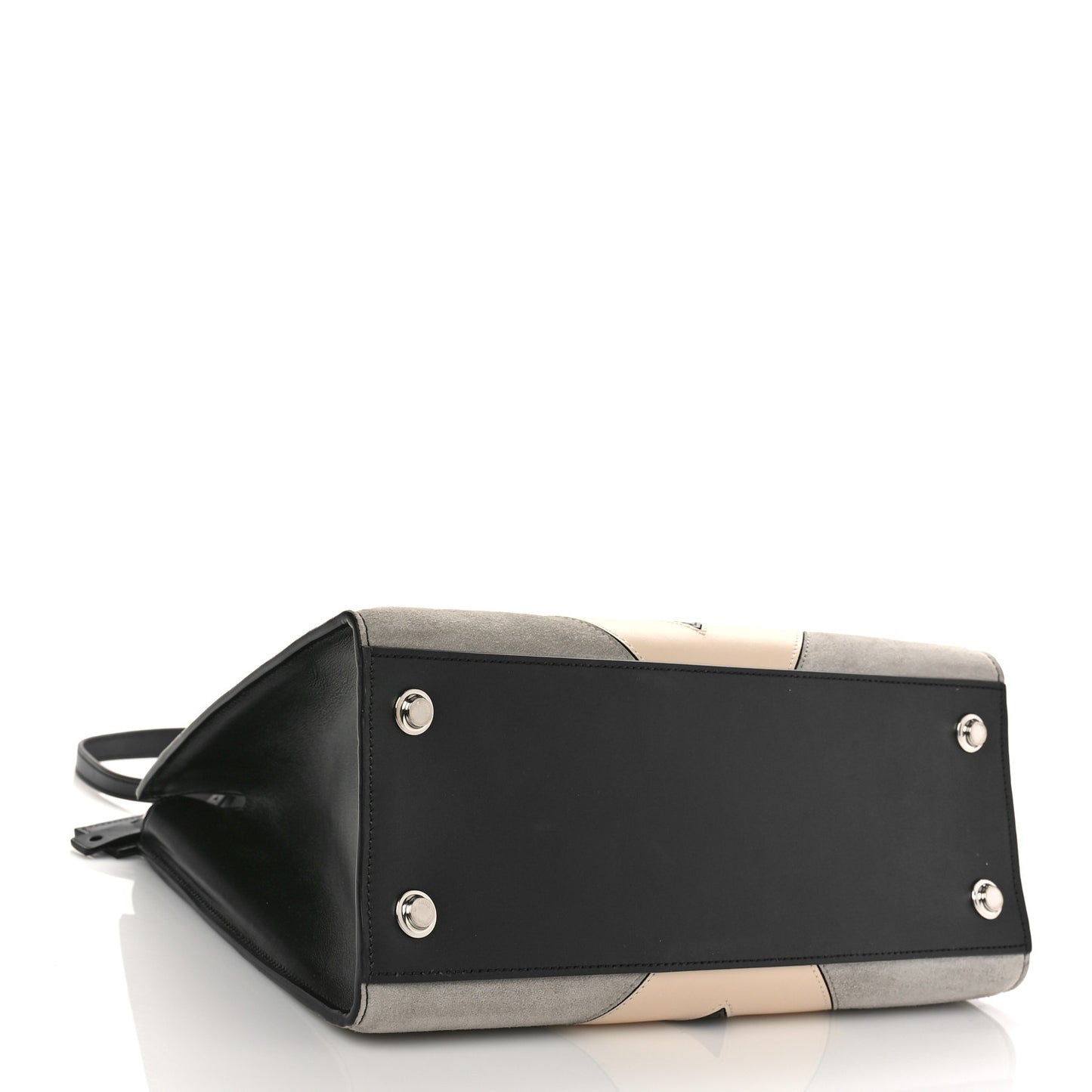 Calfskin Suede V City Steamer MM Black Beige