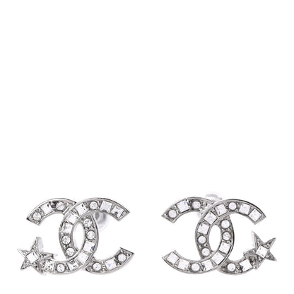 Chanel Crystal CC Starfall Earrings Silver 1 of 5