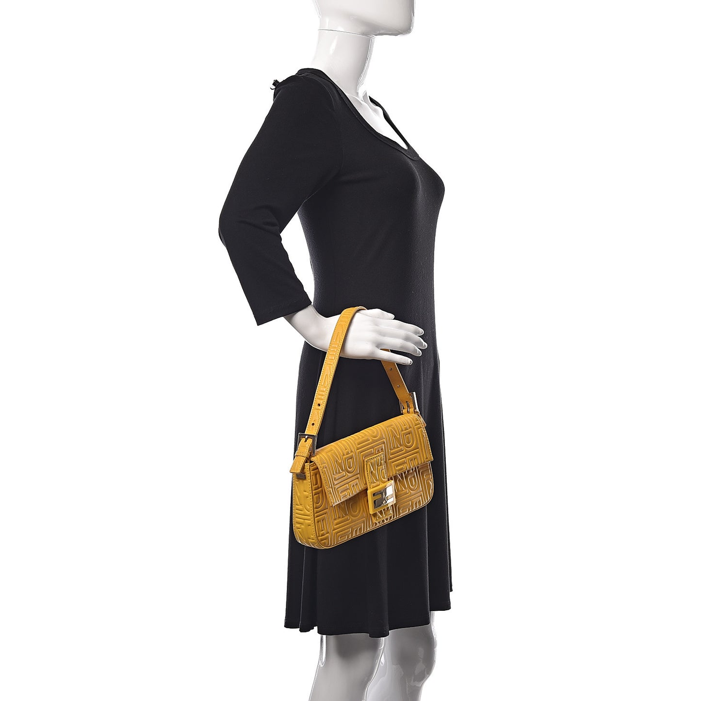 Nappa Logo Embossed Baguette Lemon Giallo