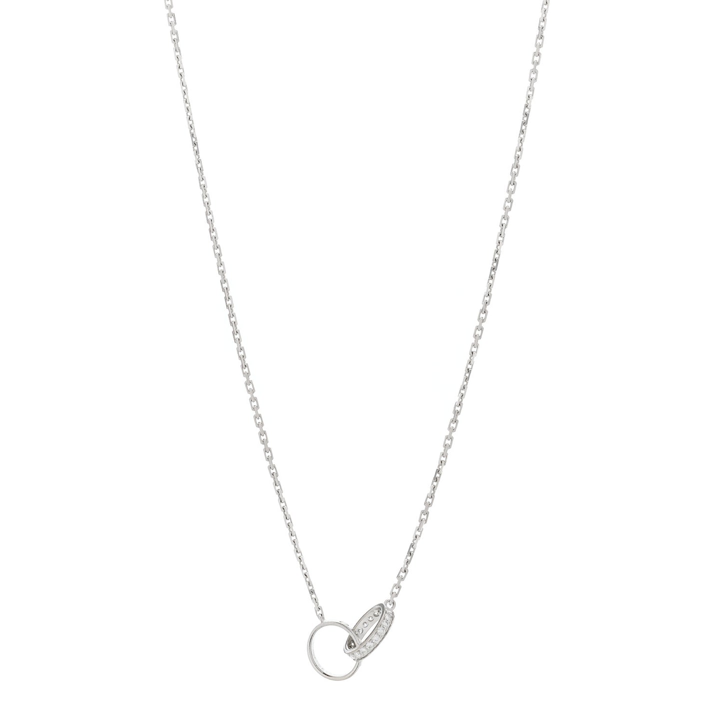 18K White Gold Diamond Interlocking LOVE Necklace