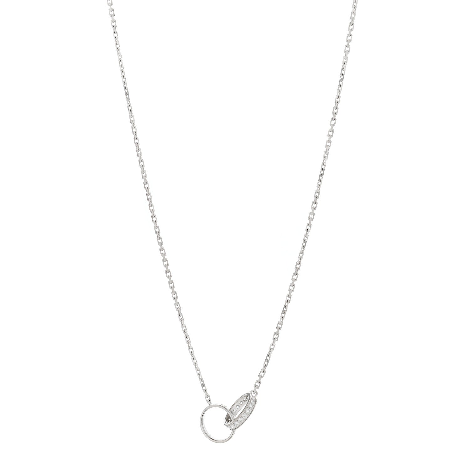 Cartier 18K White Gold Diamond Interlocking LOVE Necklace 1 of 10
