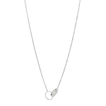 Cartier 18K White Gold Diamond Interlocking LOVE Necklace 1 of 10