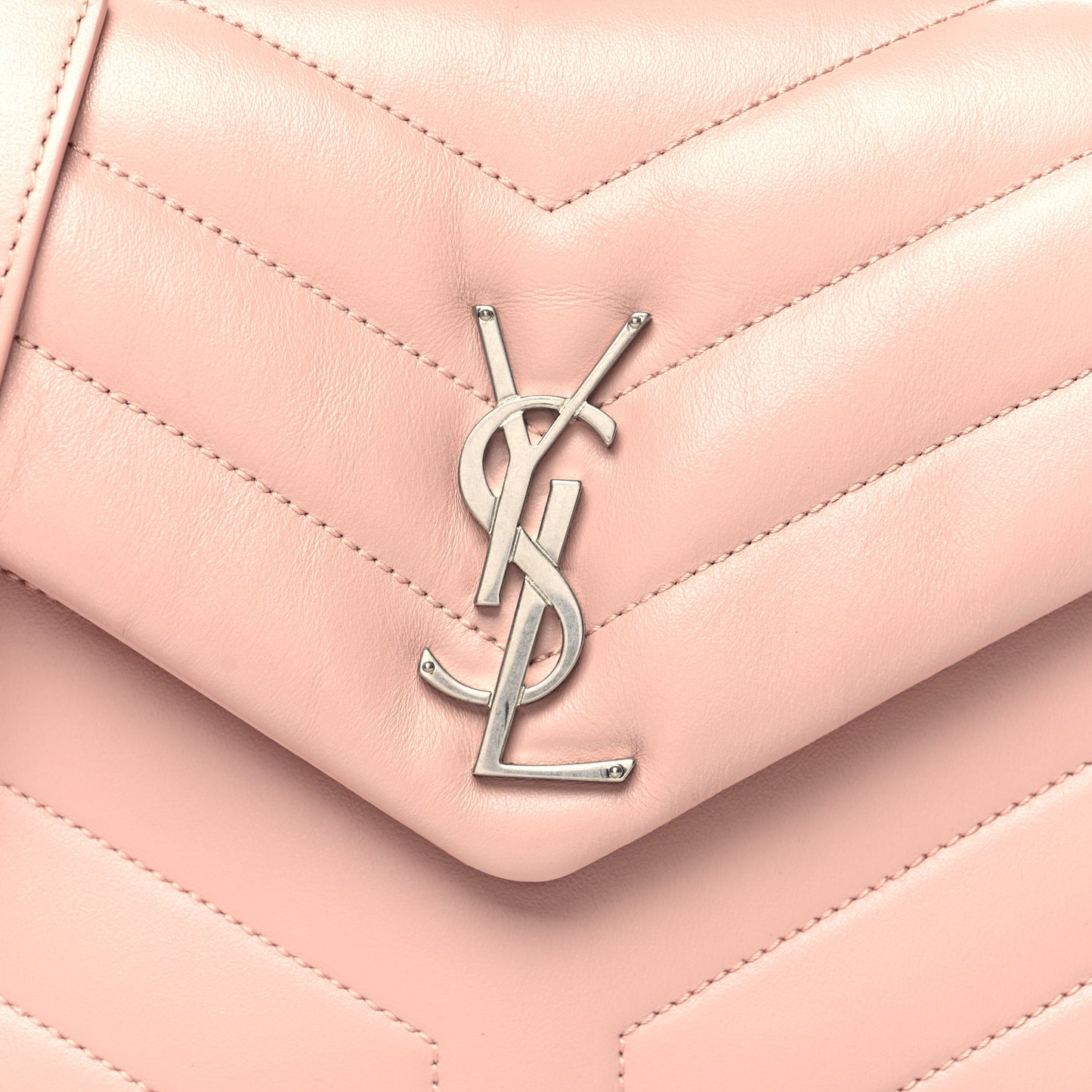 Calfskin Y Quilted Monogram Small Loulou Chain Satchel Pale Blush