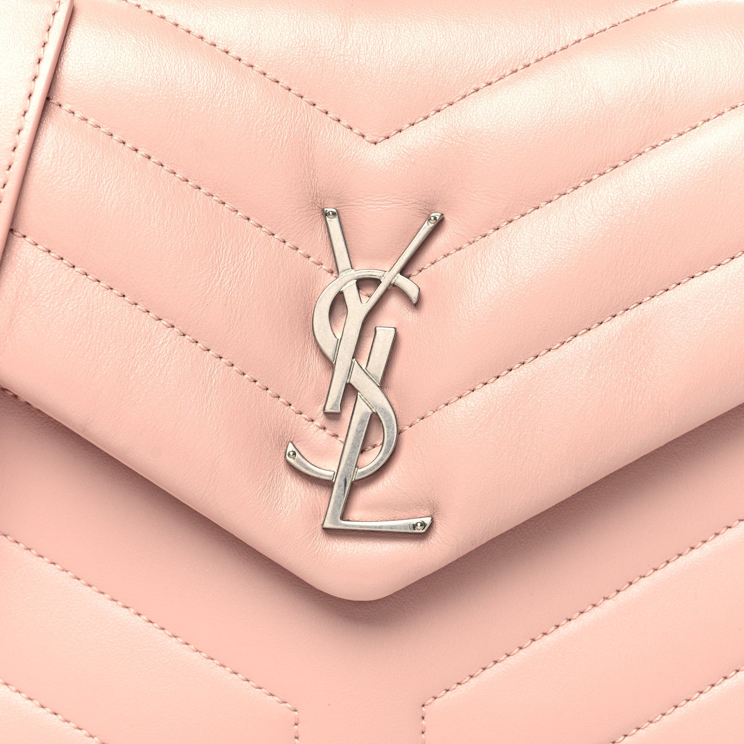 Saint Laurent Calfskin Y Quilted Monogram Small Loulou Chain Satchel Pale Blush 8 of 10