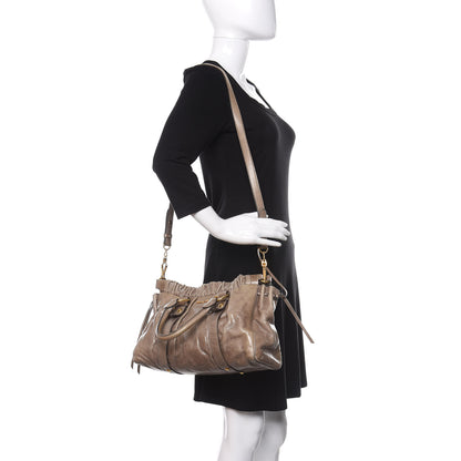 Miu Miu Vitello Lux Gathered Shopper Tote Juta 2 of 8