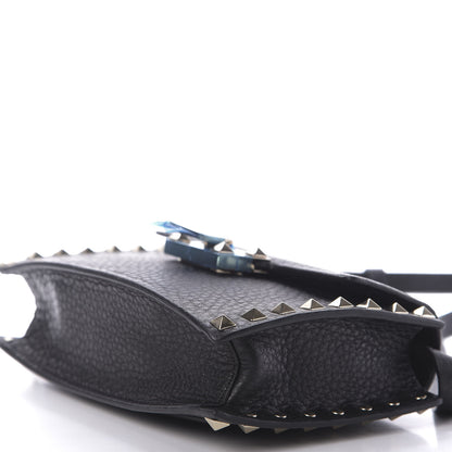 Valentino Garavani Pebbled Calfskin Small Rockstud Overlay Flap Shoulder Bag Black 7 of 11