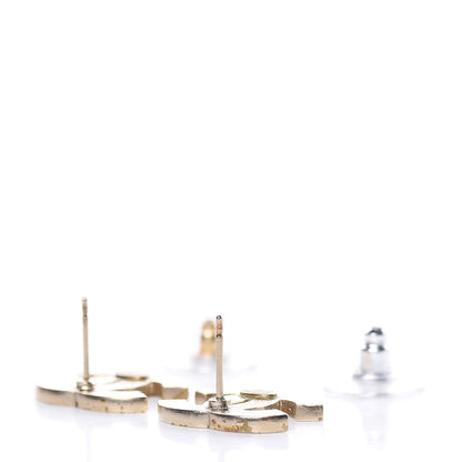 Chanel Enamel Striped CC Earrings Pink White Gold 3 of 5