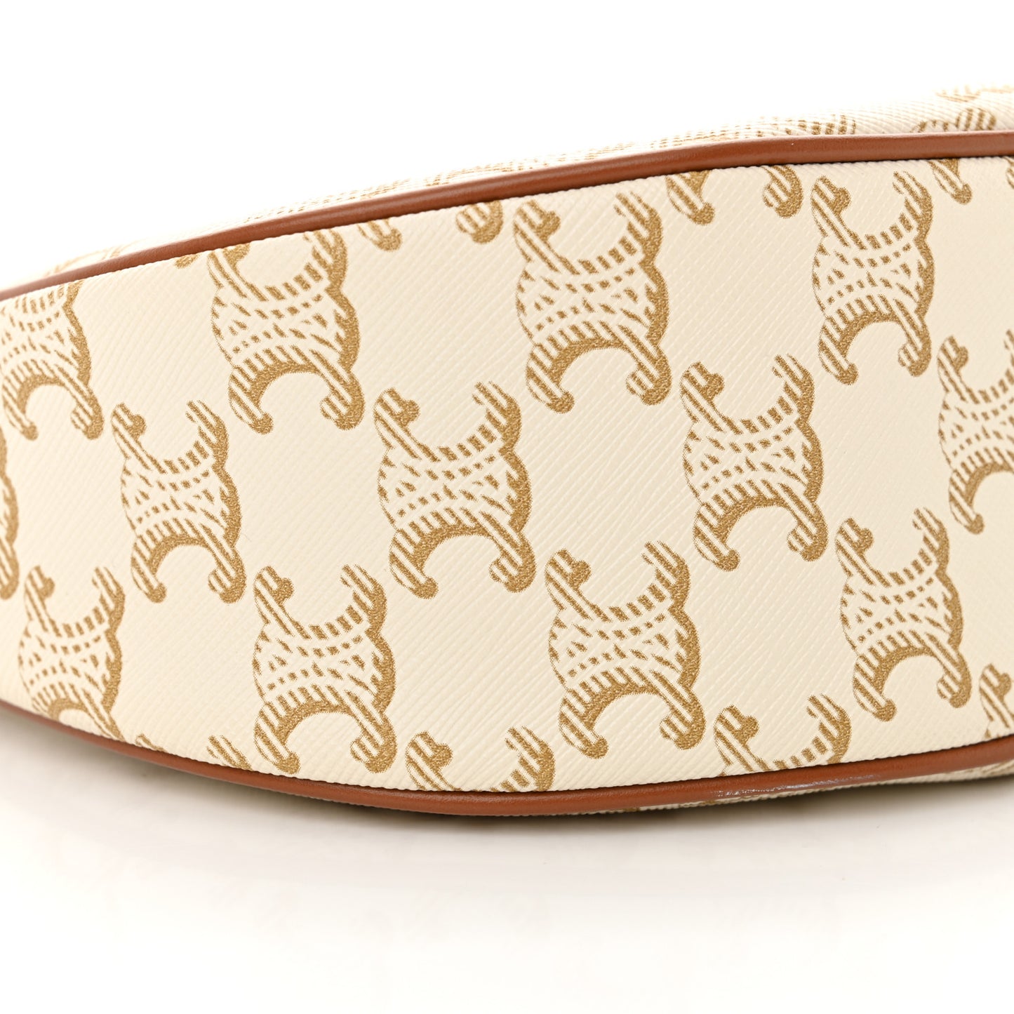 Canvas Calfskin Ava Triomphe Shoulder Bag White