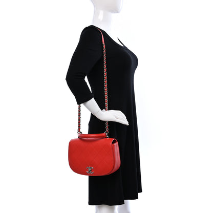 Chanel Calfskin Stitched Ring My Bag Flap Crossbody Red 2 of 9