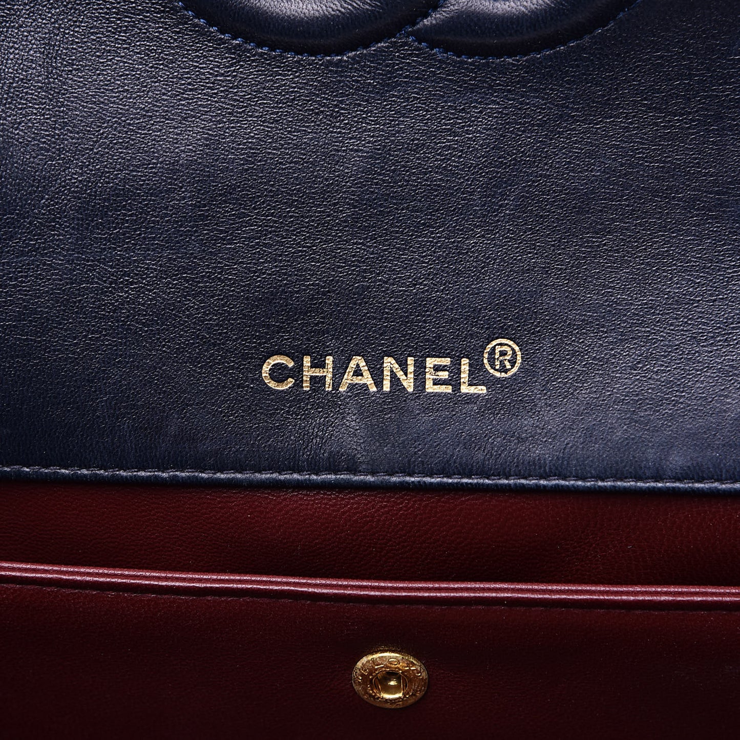 Lambskin Quilted Medium Single Flap Navy Blue
