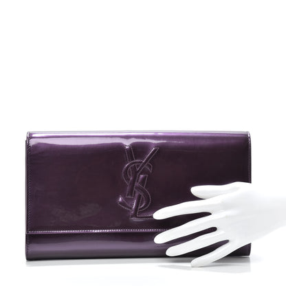 Saint Laurent Patent Calfskin Monogram Large Belle De Jour Clutch Purple 2 of 6