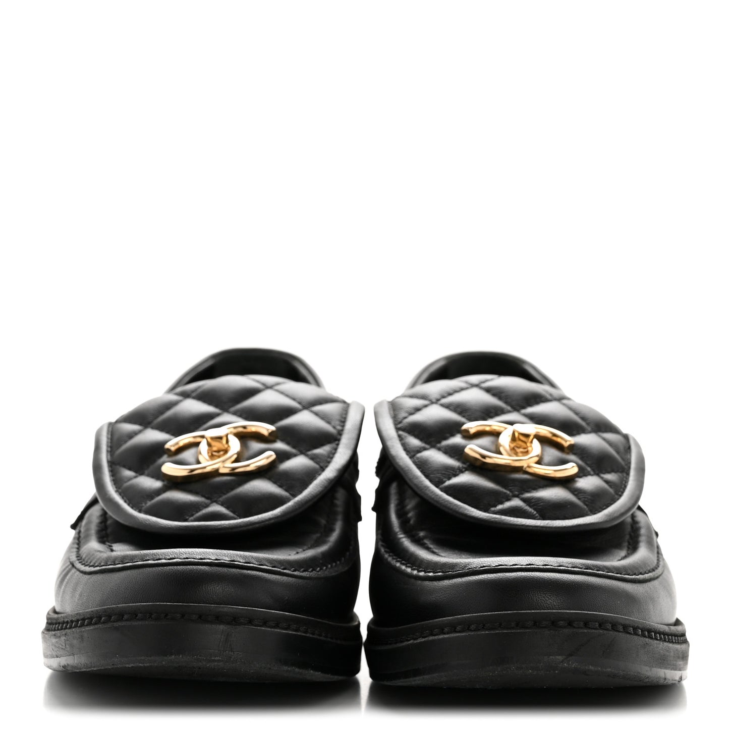 Lambskin Quilted CC Turnlock Loafers 38.5 Black