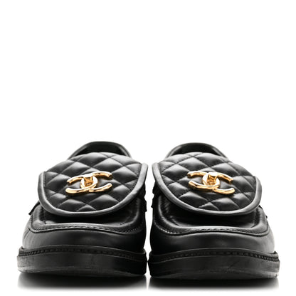Chanel Lambskin Quilted CC Turnlock Loafers 38.5 Black 3 of 12