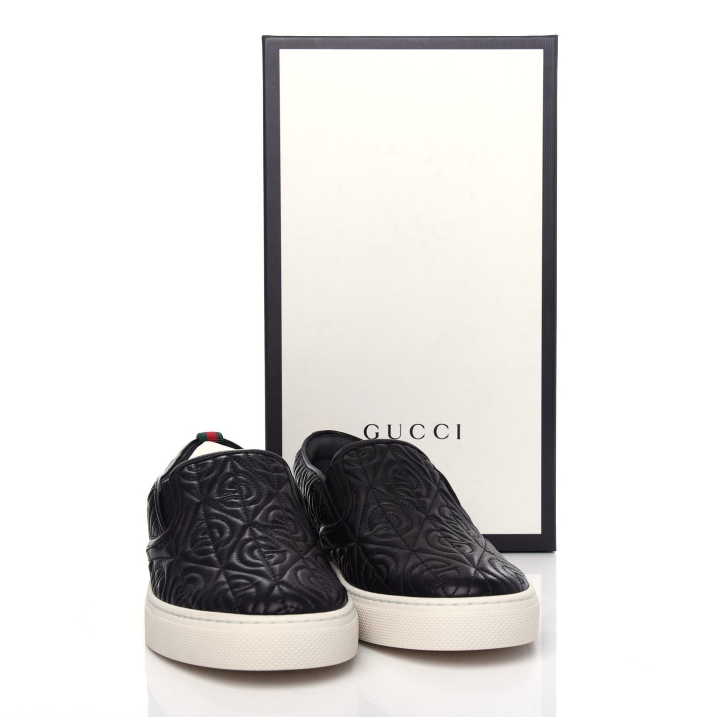 Nappa Web G Rhombus Quilted Mens Slip On Sneakers 8.5 Black