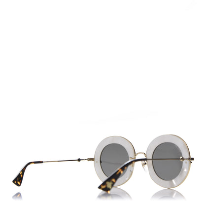 Gucci Metal L'Aveugle Par Amour Round Frame Sunglasses GG0113S White 4 of 8