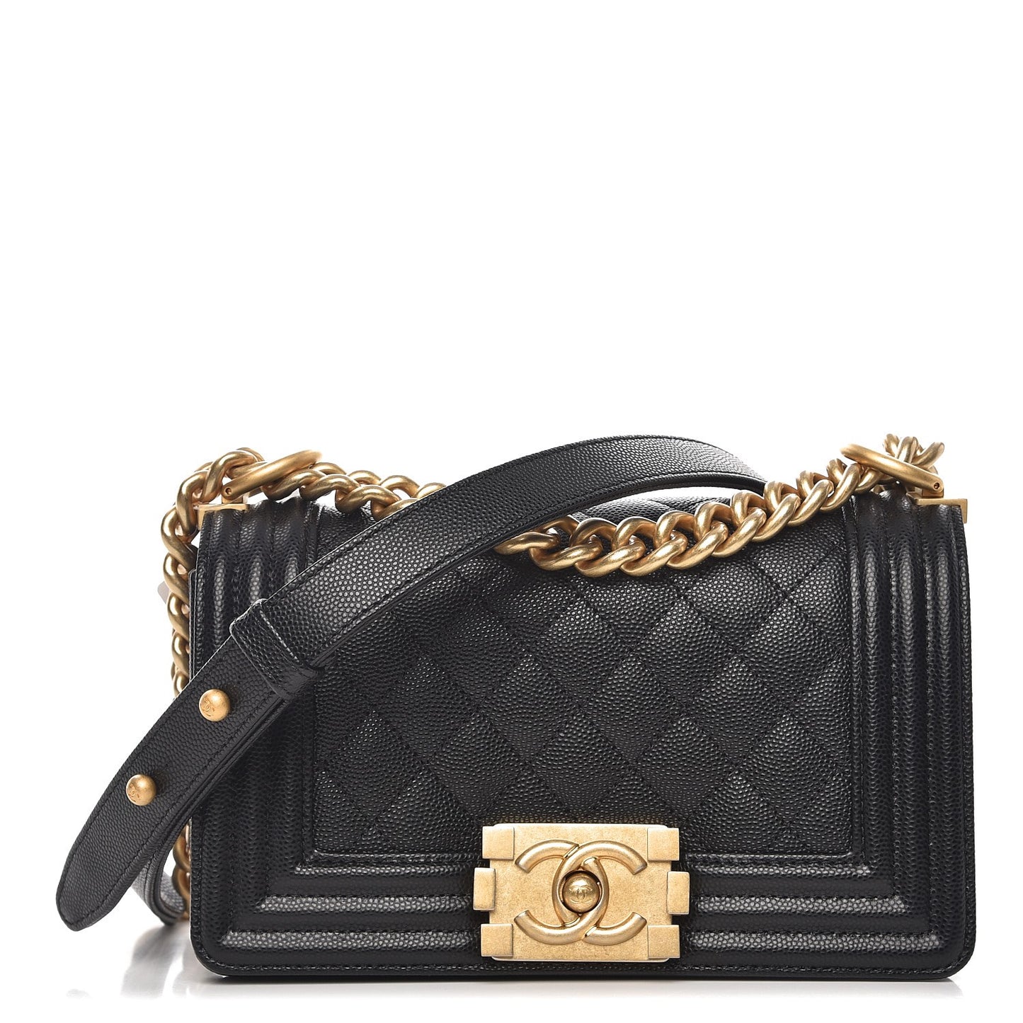 Caviar Quilted Small Boy Flap Black