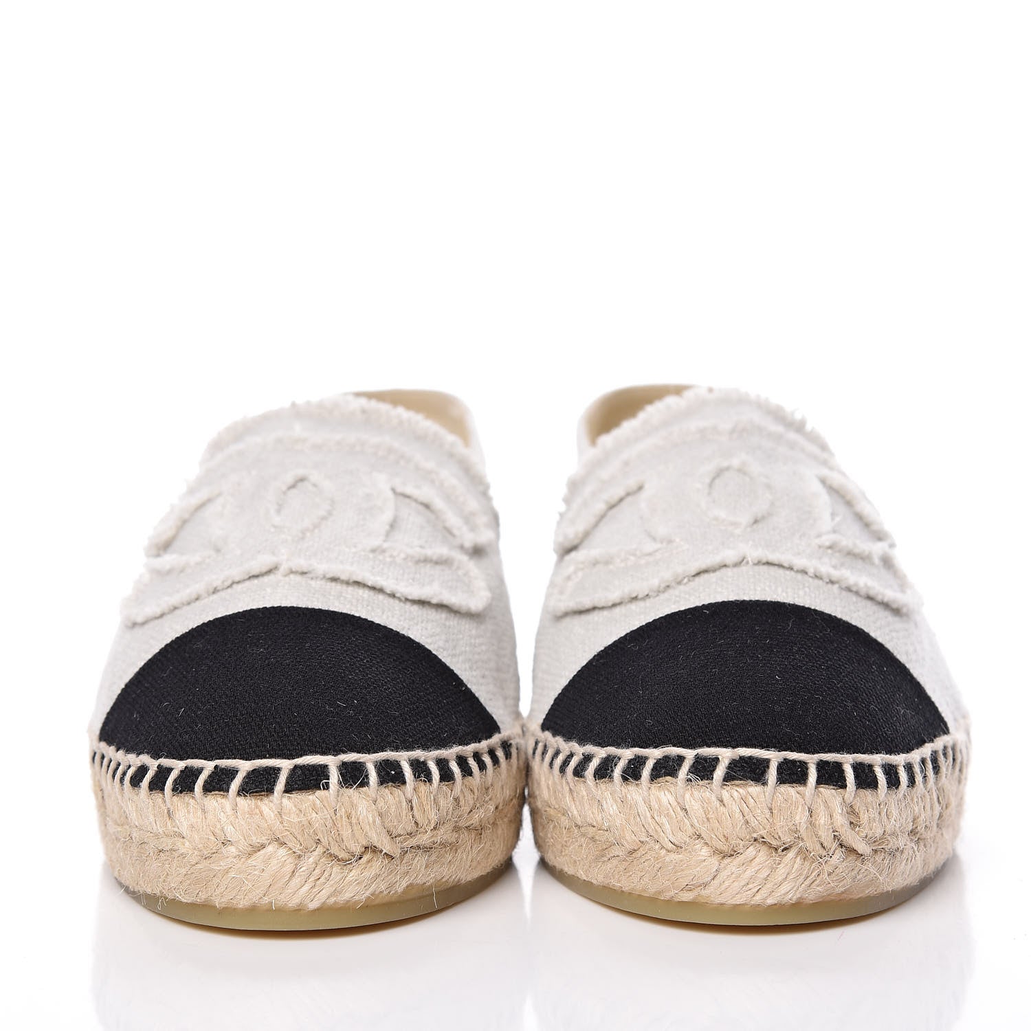 Chanel Linen CC Espadrilles 38 Beige Black 2 of 11