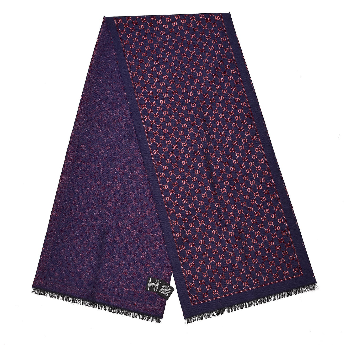 Wool Silk Jacquard GG Monogram Stenix Scarf Navy Red