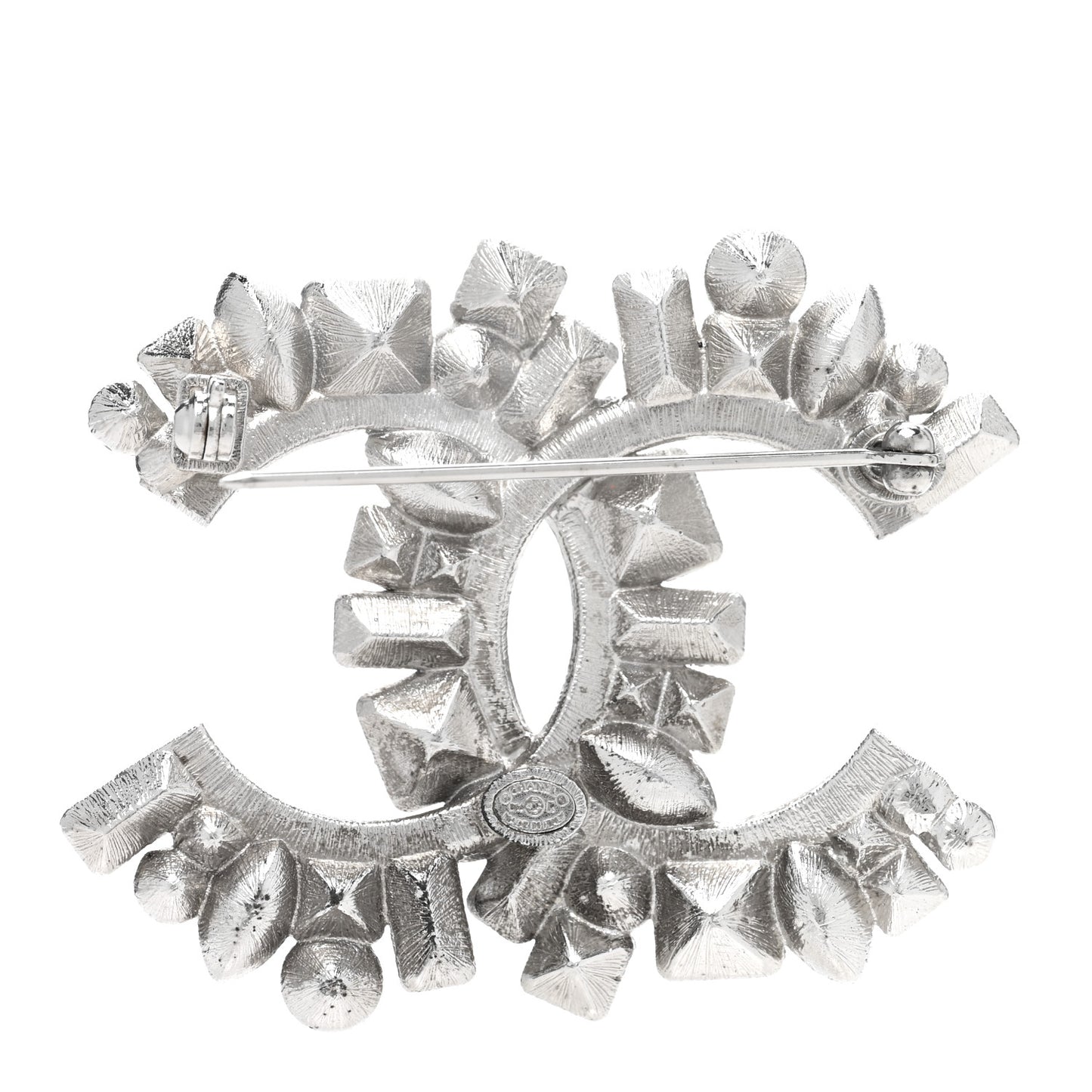 Baguette Crystal CC Brooch Black Silver