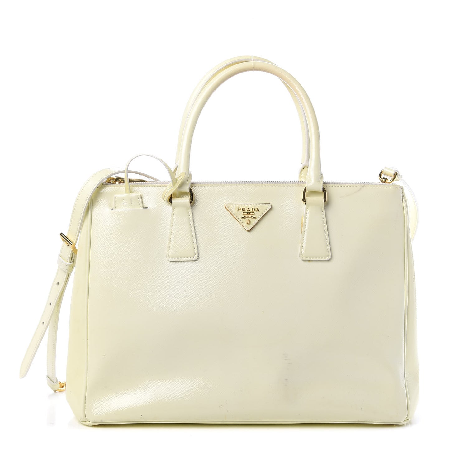 Saffiano Vernice Medium Galleria Double Zip Tote Bianco