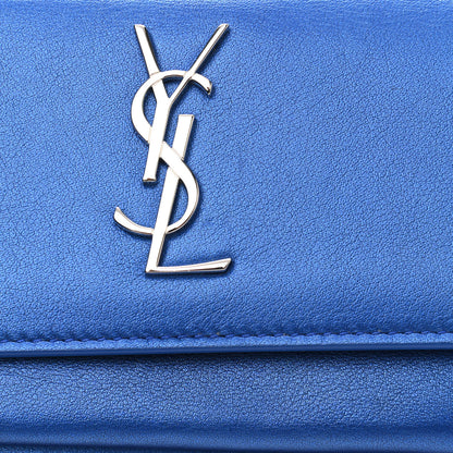Saint Laurent Metallic Calfskin Monogram Sunset Chain Wallet Blue 14 of 14