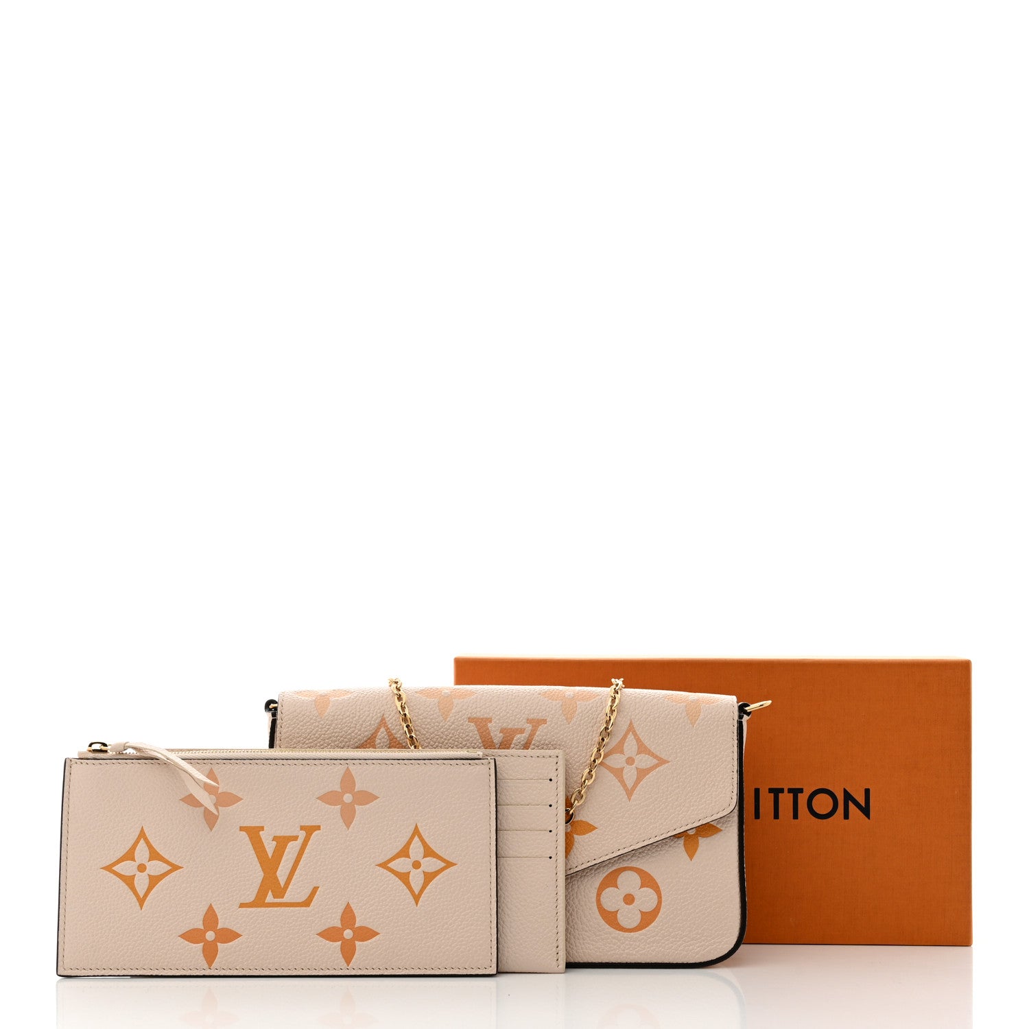 Louis Vuitton Empreinte Monogram Giant By The Pool Felicie Pochette Chain Wallet Cream Saffron 11 of 11