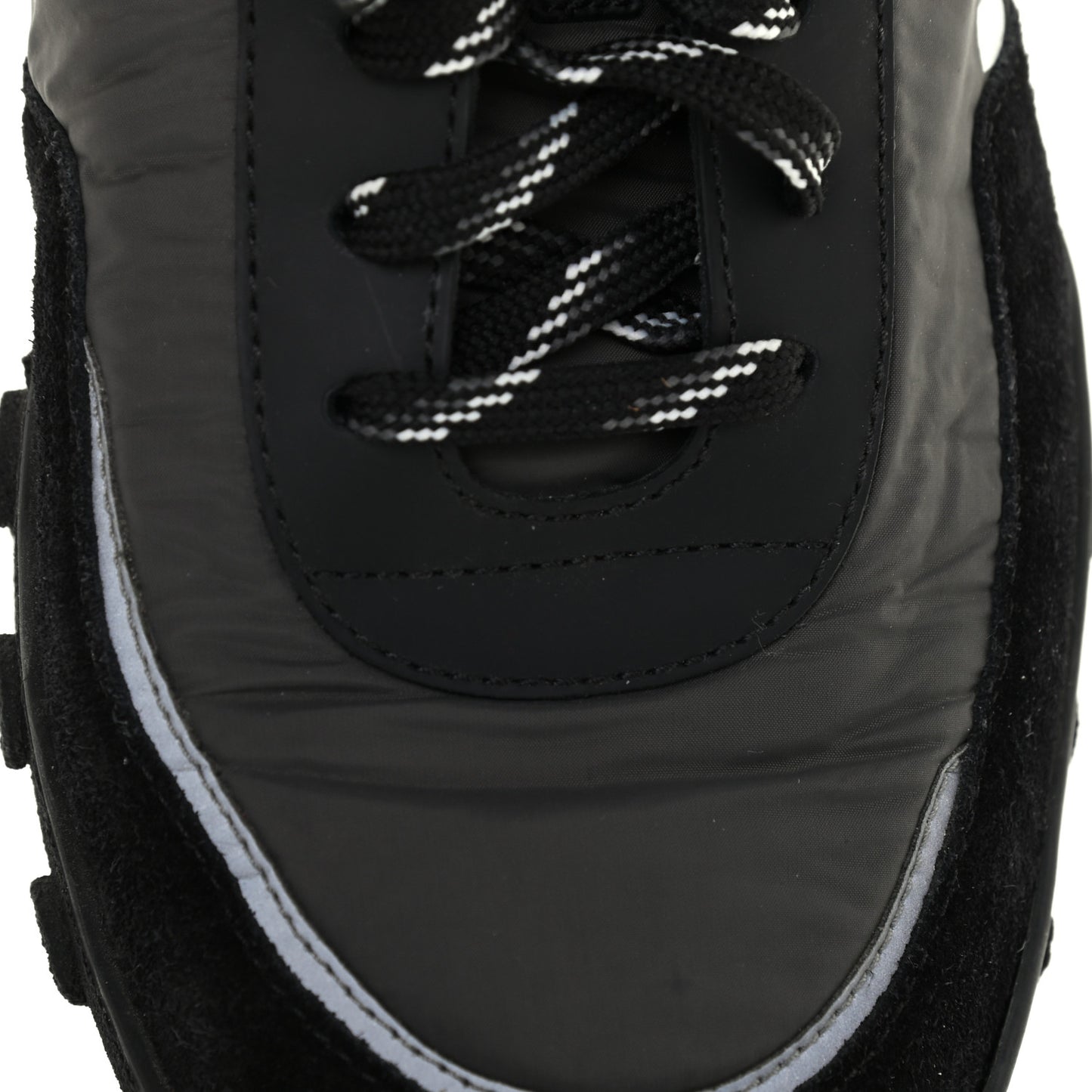 Nylon Calfskin Suede Womens CC Sneakers 41 Black Grey White